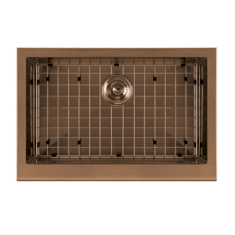 Copper 30" Farmhouse Drop-In Single Bowl Stainless Steel Sink