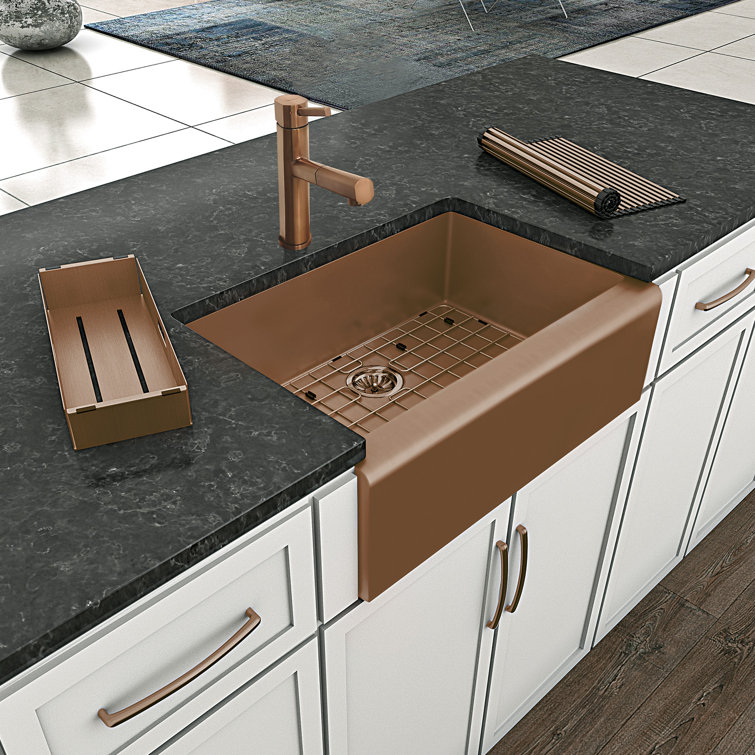 Copper 30" Farmhouse Drop-In Single Bowl Stainless Steel Sink
