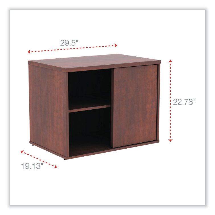 Cherry Woodgrain Office Storage Cabinet with Sliding Doors