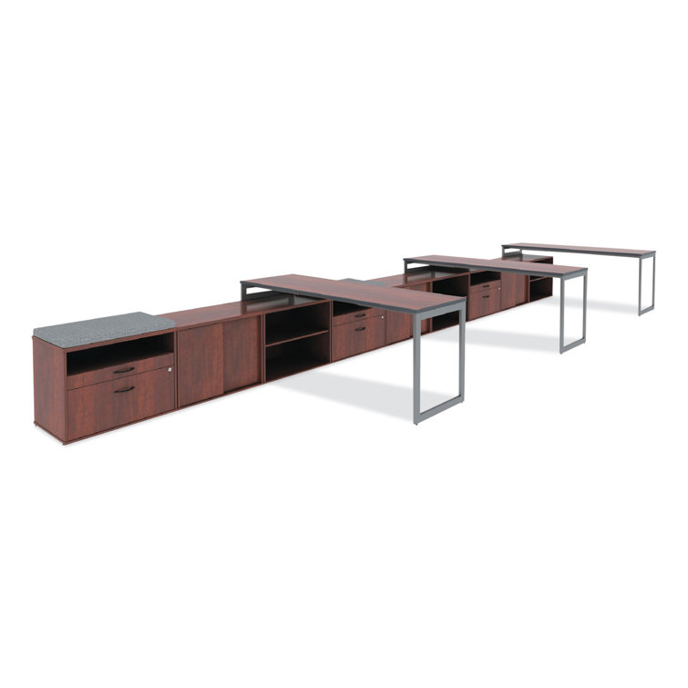 Cherry Woodgrain Office Storage Cabinet with Sliding Doors
