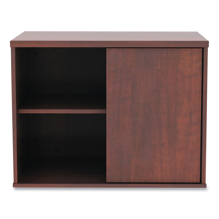 Cherry Woodgrain Office Storage Cabinet with Sliding Doors