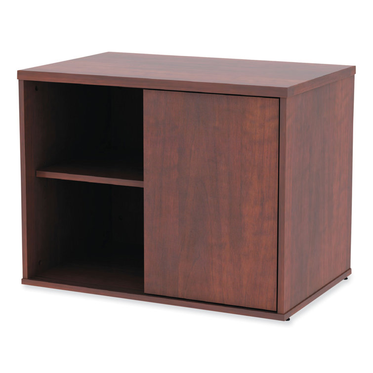 Cherry Woodgrain Office Storage Cabinet with Sliding Doors