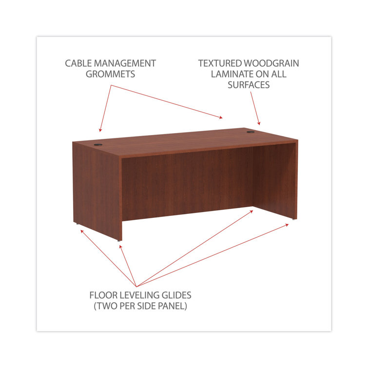 Medium Cherry Wood Desk Shell with Filing Cabinet