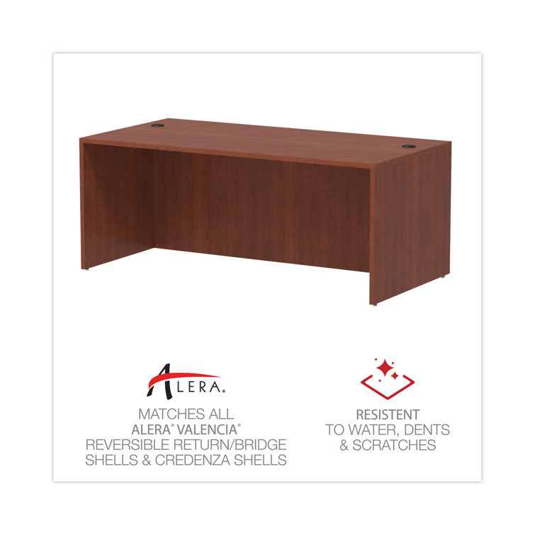 Medium Cherry Wood Desk Shell with Filing Cabinet