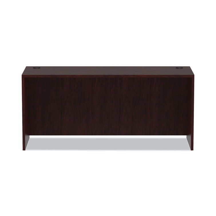Mahogany Executive Desk with Filing Cabinet and Wire Management