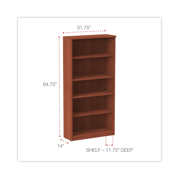 Valencia Medium Cherry Woodgrain Laminate Adjustable 5-Shelf Bookcase