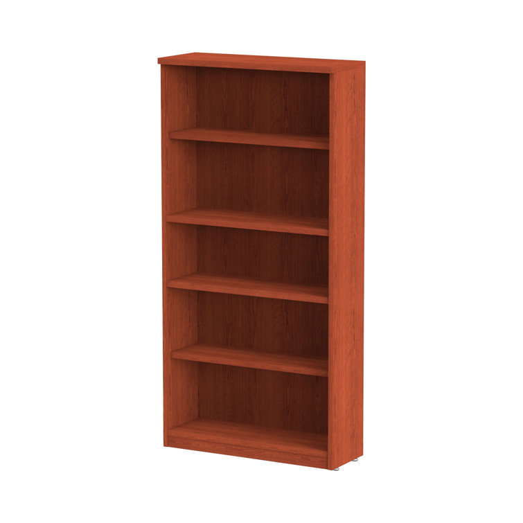 Valencia Medium Cherry Woodgrain Laminate Adjustable 5-Shelf Bookcase