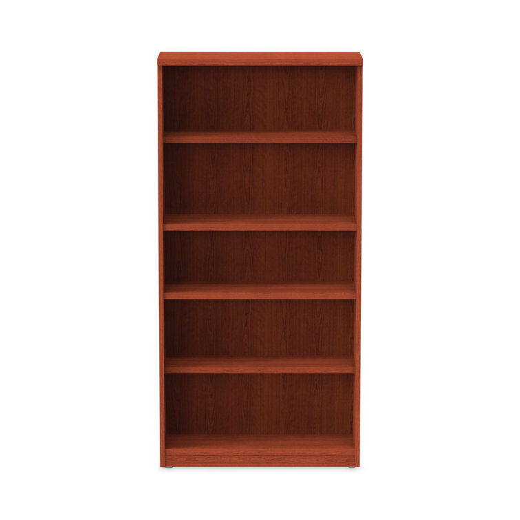 Valencia Medium Cherry Woodgrain Laminate Adjustable 5-Shelf Bookcase