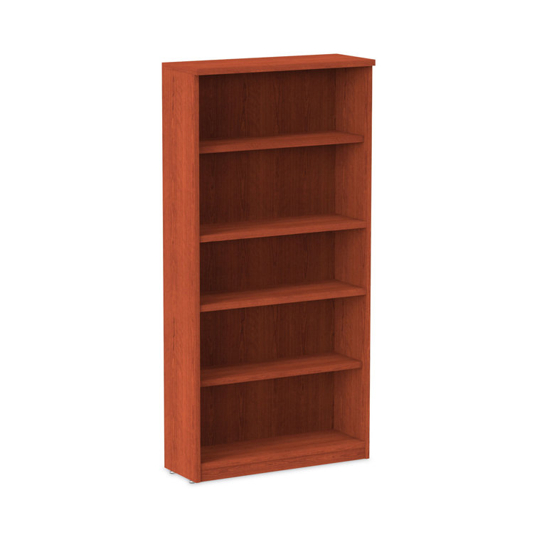 Valencia Medium Cherry Woodgrain Laminate Adjustable 5-Shelf Bookcase