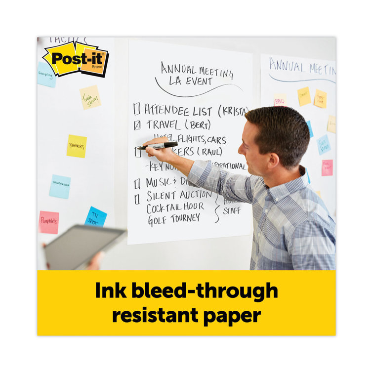 White Self-Adhesive Repositionable Flip Chart Pad, 25 x 30 Inches