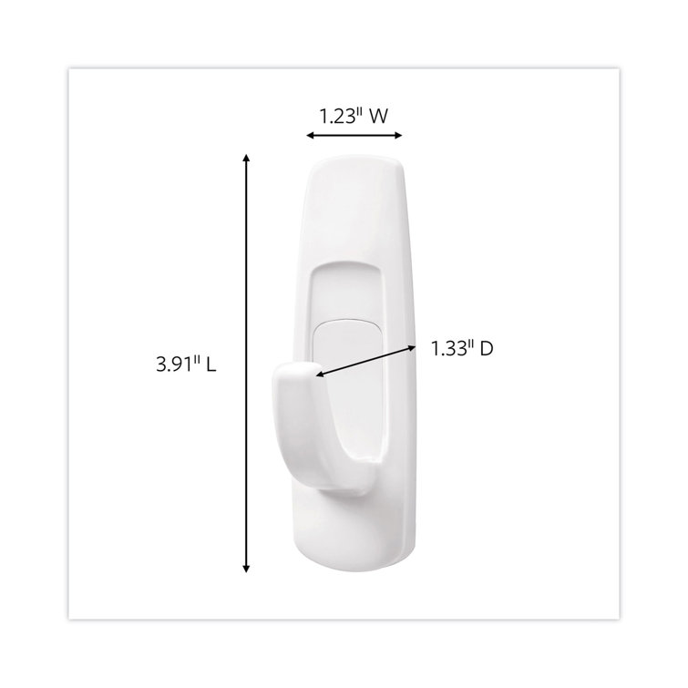 White Self-Adhesive Plastic Utility Hooks, 14-Pack