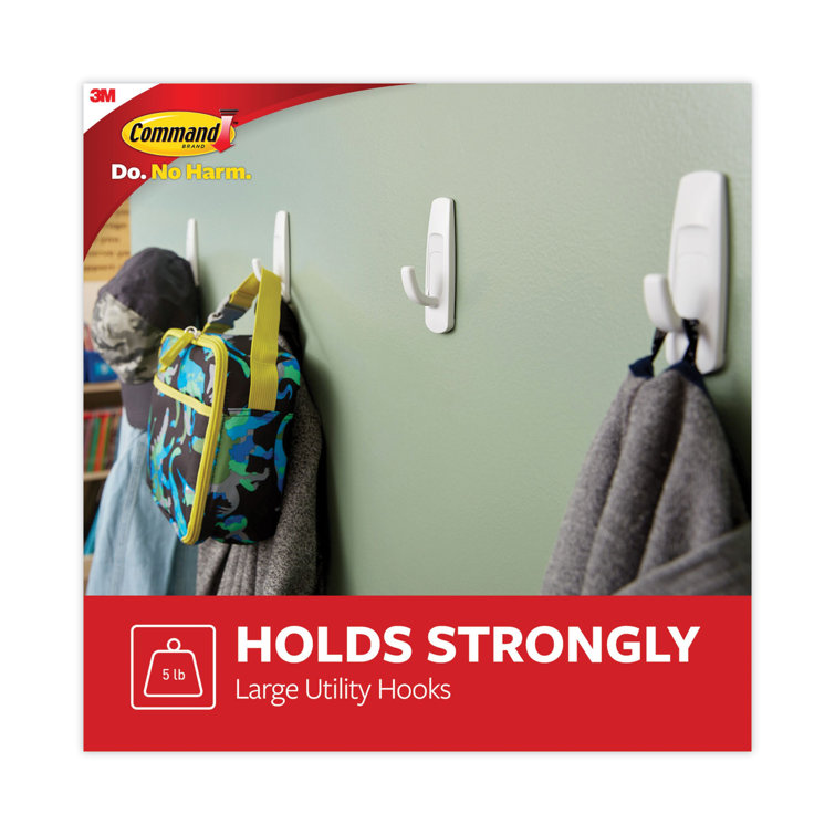 White Self-Adhesive Plastic Utility Hooks, 14-Pack