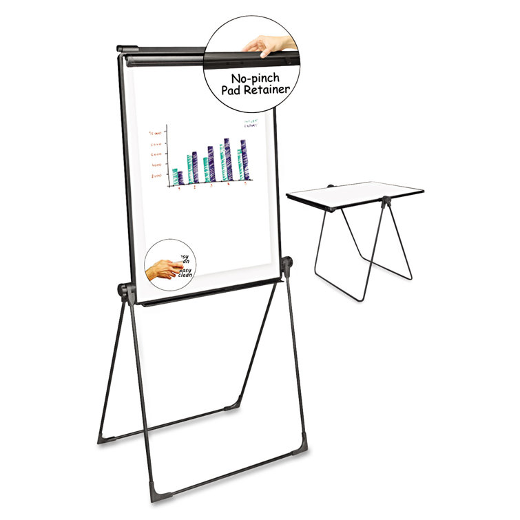 Universal Foldable Double-Sided Magnetic Dry Erase Easel, 28.5 x 37.5, White/Black