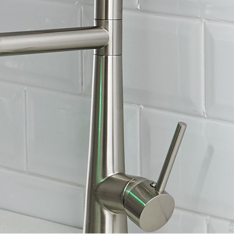 Brushed Nickel High Arc Pull-Down Kitchen Faucet with Spray