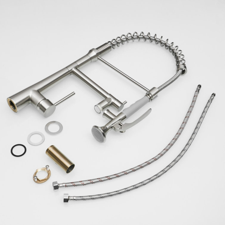 Brushed Nickel High Arc Pull-Down Kitchen Faucet with Spray