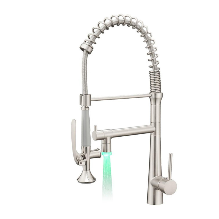 Brushed Nickel High Arc Pull-Down Kitchen Faucet with Spray