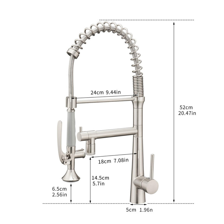 Brushed Nickel High Arc Pull-Down Kitchen Faucet with Spray