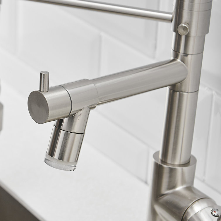 Brushed Nickel High Arc Pull-Down Kitchen Faucet with Dual Spray