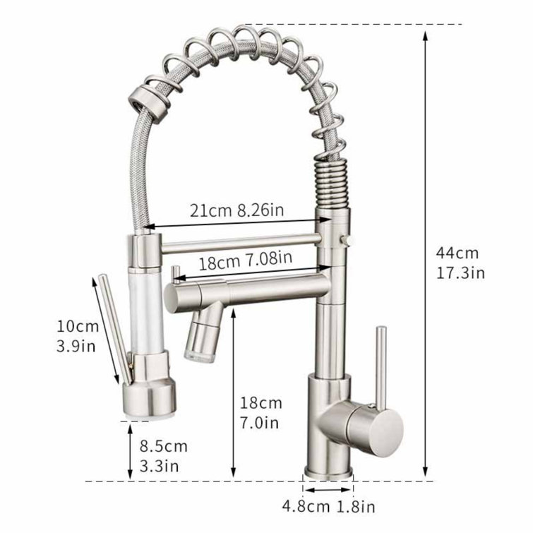 Brushed Nickel High Arc Pull-Down Kitchen Faucet with Dual Spray