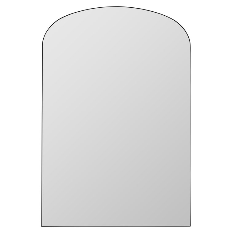 Black Metal Arch Floor Mirror with Mirrored Glass