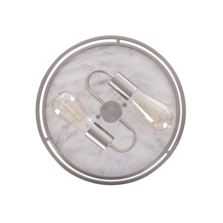 Durrell Rustic Farmhouse 13" Brushed Nickel Flush Mount with Open-Cage Design