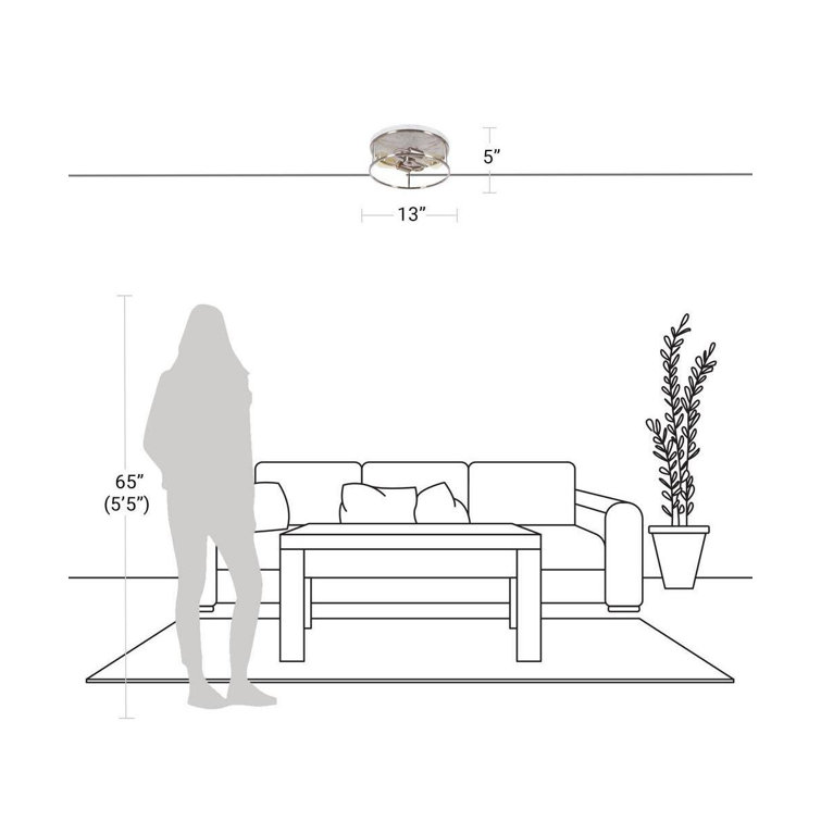 Durrell Rustic Farmhouse 13" Brushed Nickel Flush Mount with Open-Cage Design