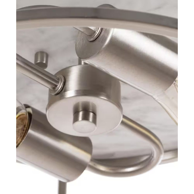 Durrell Rustic Farmhouse 13" Brushed Nickel Flush Mount with Open-Cage Design