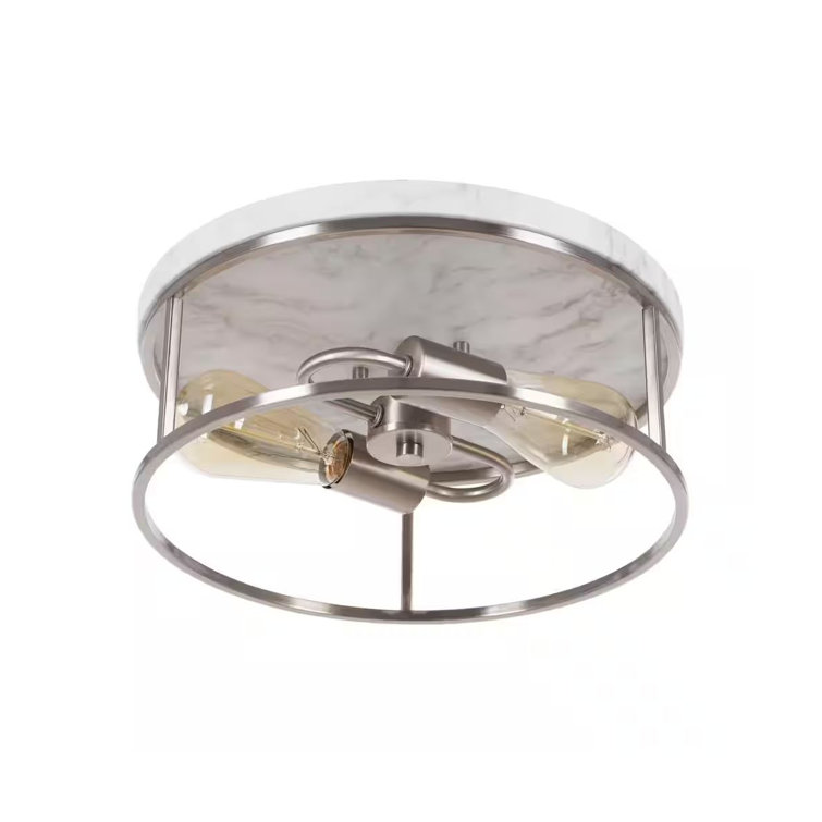 Durrell Rustic Farmhouse 13" Brushed Nickel Flush Mount with Open-Cage Design