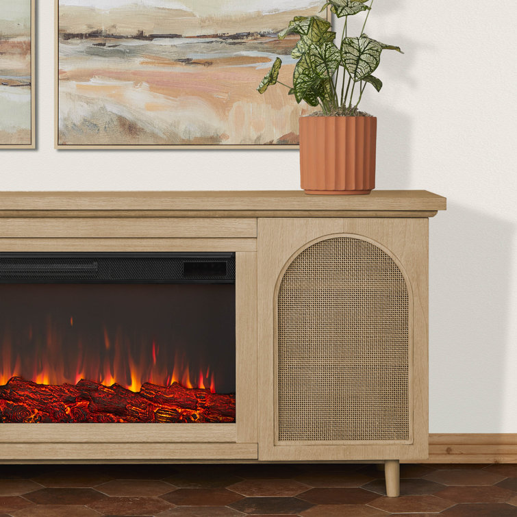 Dahlia 76" White Oak Electric Fireplace TV Stand