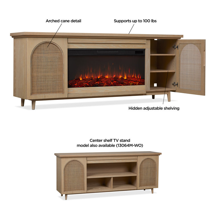 Dahlia 76" White Oak Electric Fireplace TV Stand