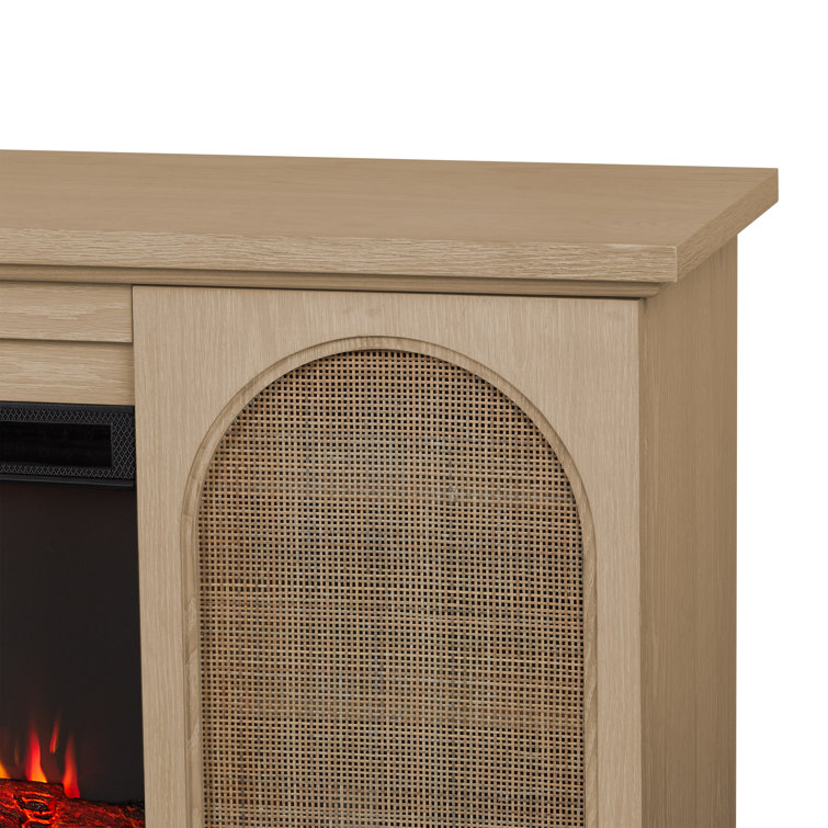 Dahlia 76" White Oak Electric Fireplace TV Stand
