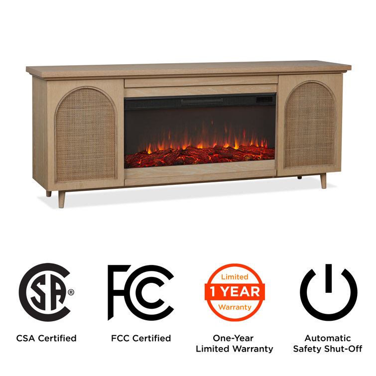 Dahlia 76" White Oak Electric Fireplace TV Stand