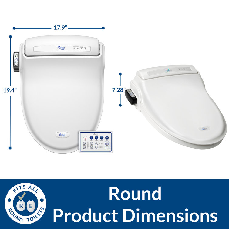 White Heated Round Electric Bidet Toilet Seat with Remote