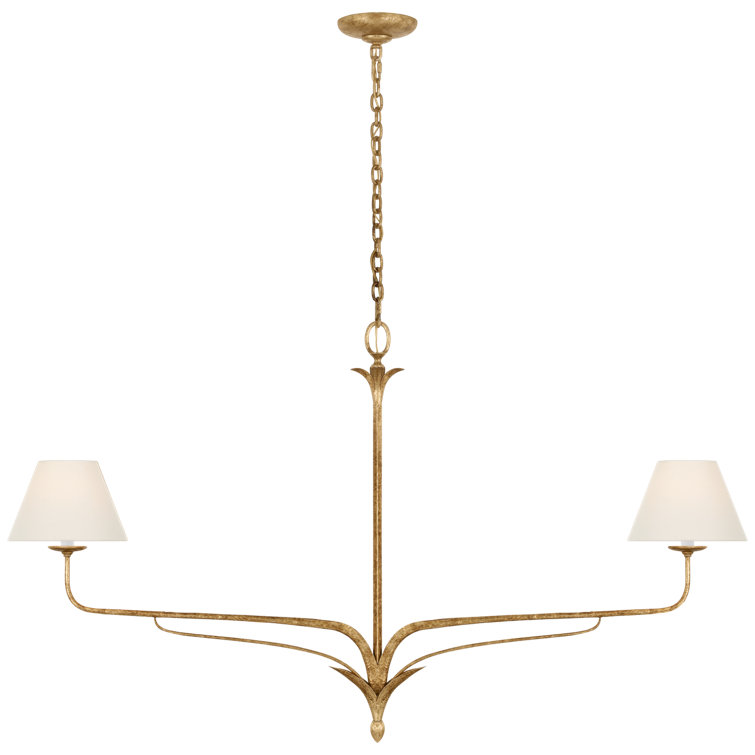 Milano Gold 57" Linear Chandelier with Linen Shades