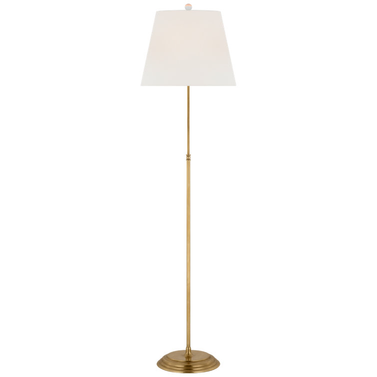 Hand-Rubbed Antique Brass Adjustable Outdoor Floor Lamp with Linen Shade