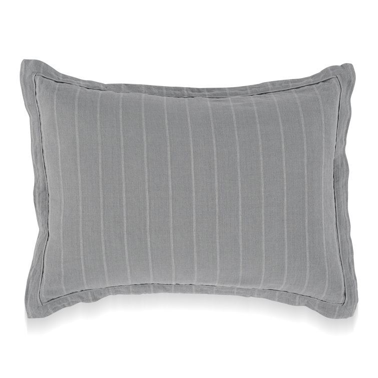Ivory and Gray Striped Belgian Linen Euro Sham