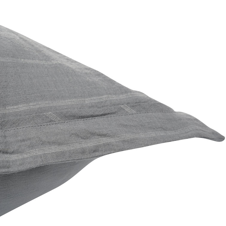 Ivory and Gray Striped Belgian Linen Euro Sham