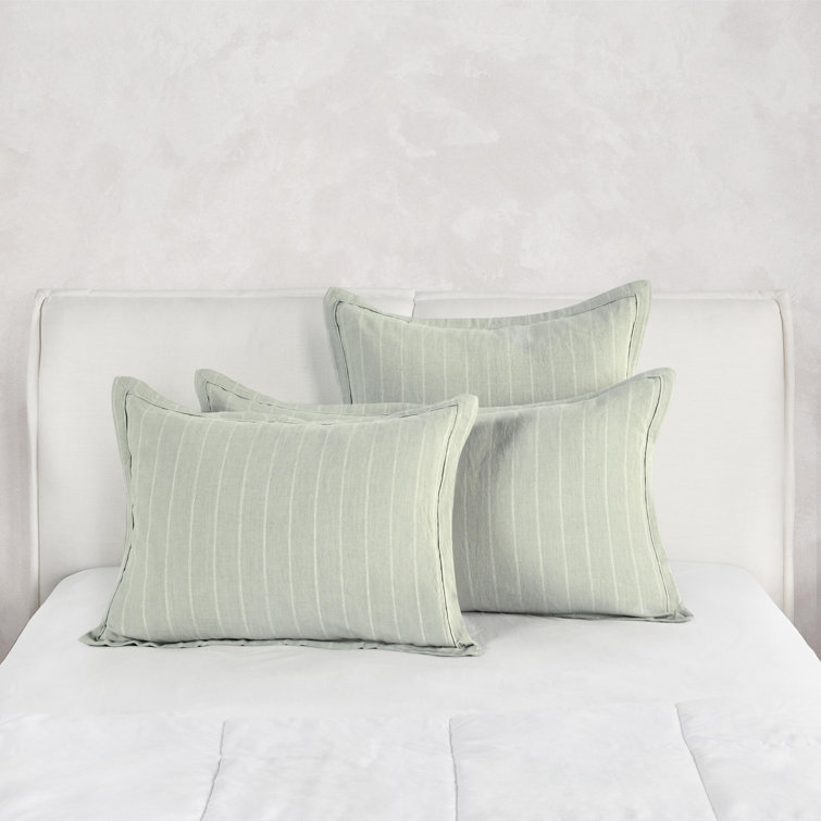 Ivory and Gray Striped Belgian Linen Euro Sham