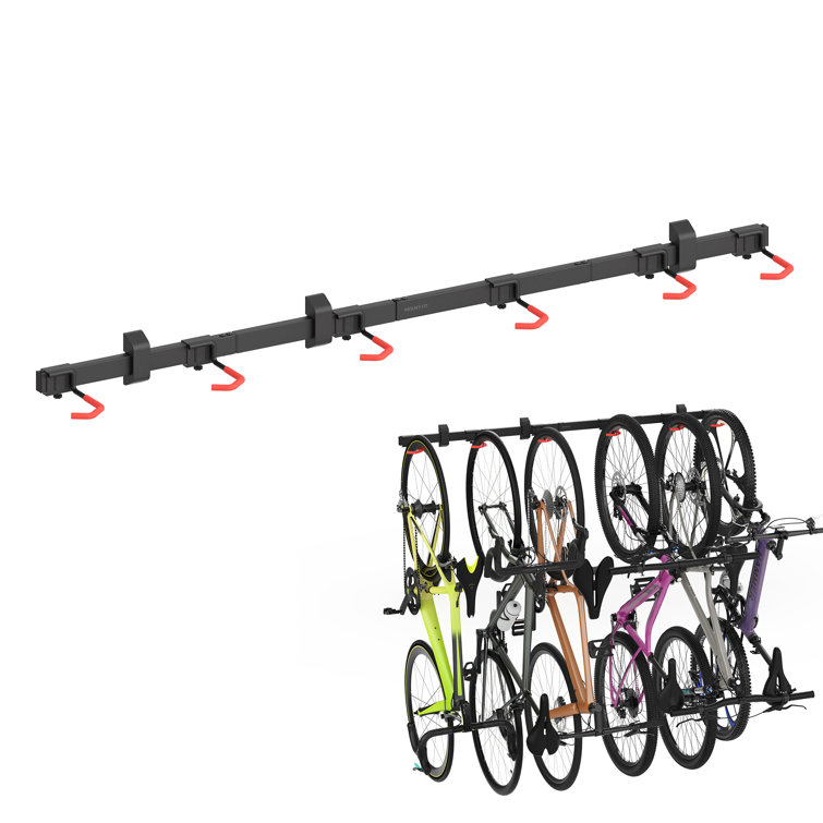 Heavy-Duty Black Steel Wall Mount Bike Rack for 6 Bikes