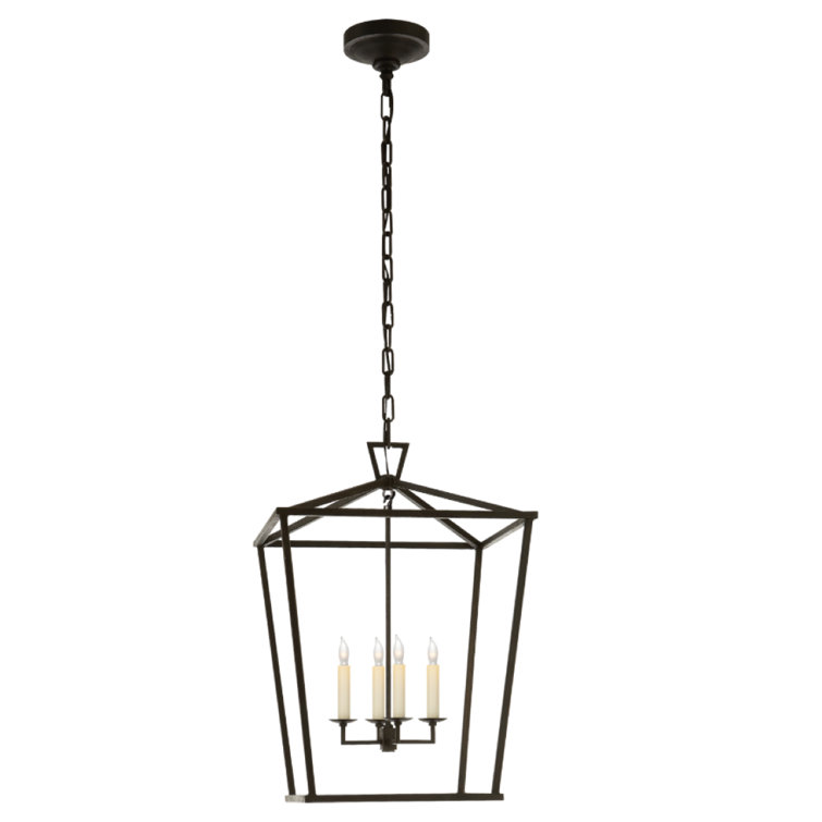 Darlana 24.5" Black Aged Iron Glass Chandelier