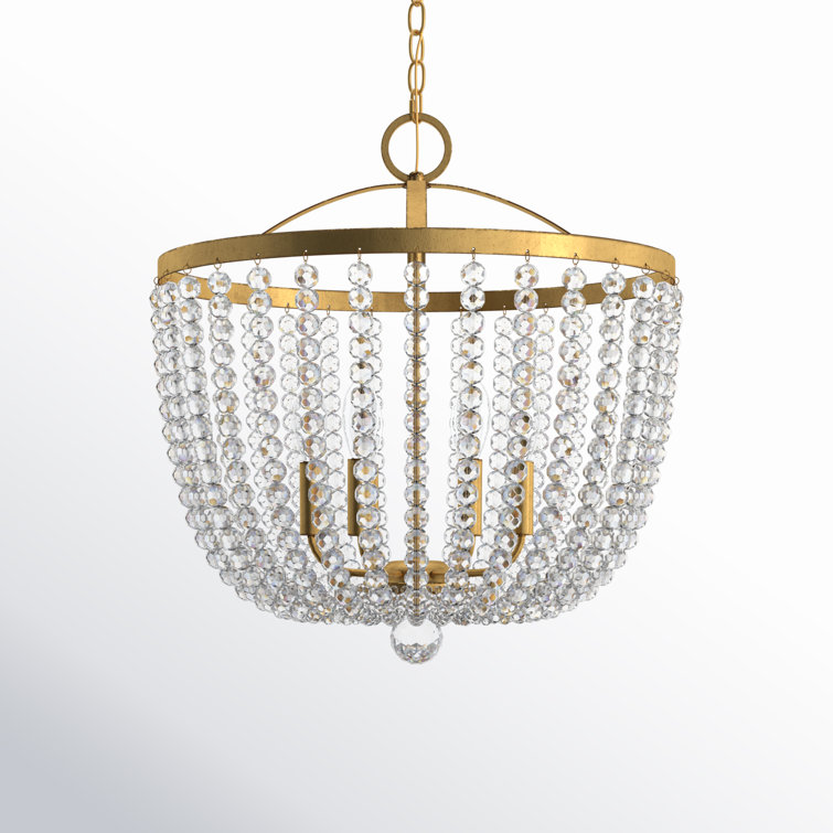 Antique Gold Beaded 4-Light Empire Chandelier