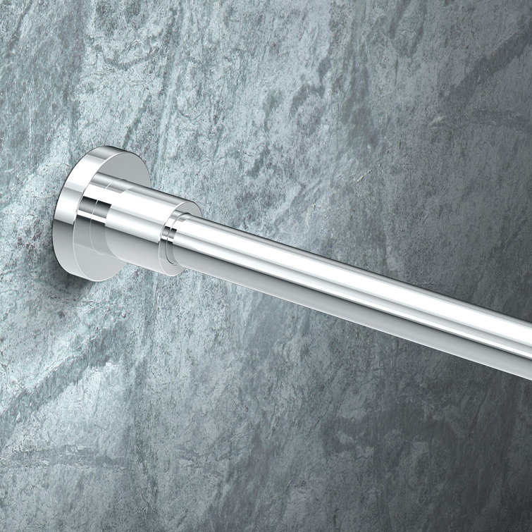 Minimalist 60" Chrome Wall Mounted Brass Shower Curtain Rod