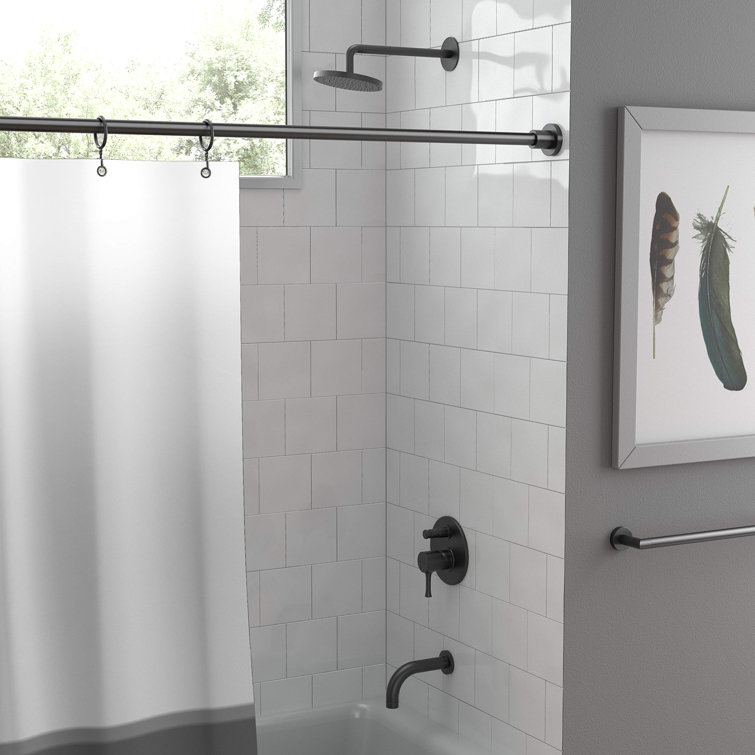 Modern Matte Black 60" Wall Mounted Solid Brass Shower Curtain Rod