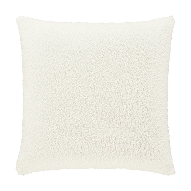 Mocha Polyester Square Throw Pillow with Sherpa Reverse