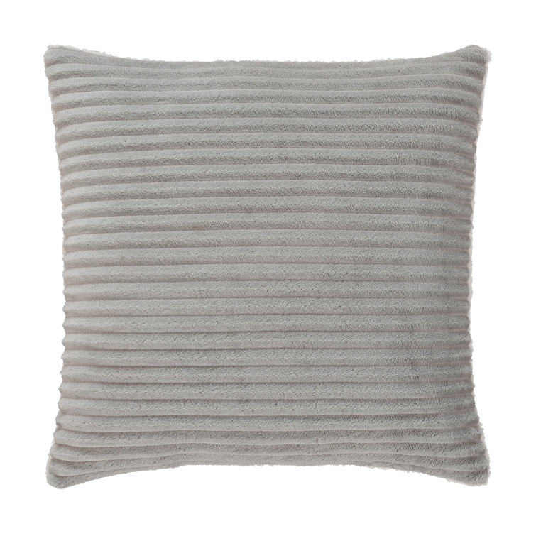 Emmett Light Gray Ribbed Fleece Square Throw Pillow