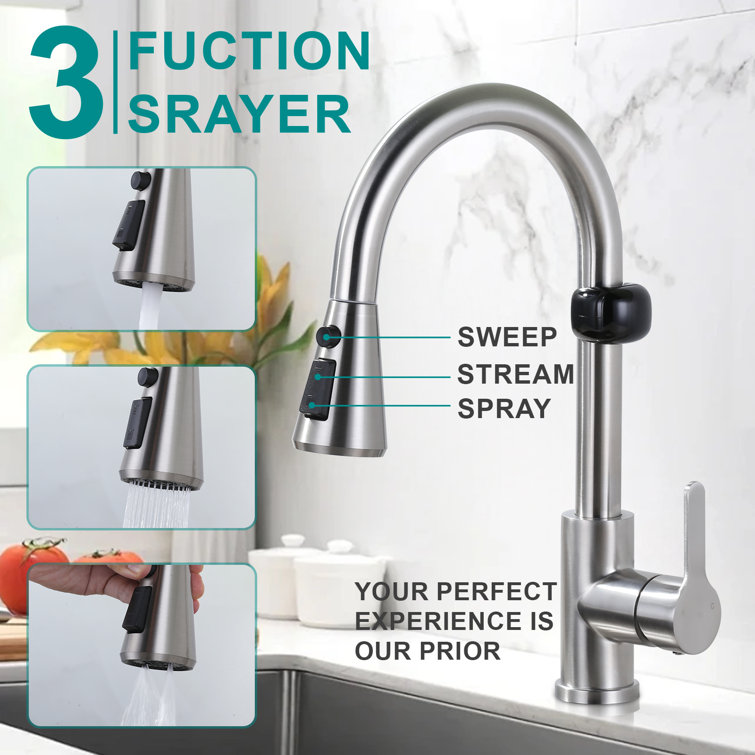 Brushed Nickel Stainless Steel Touchless Pull Down Kitchen Faucet