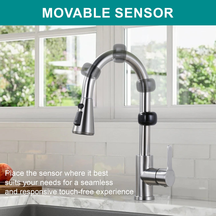 Brushed Nickel Stainless Steel Touchless Pull Down Kitchen Faucet