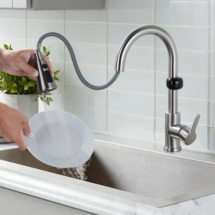 Brushed Nickel Stainless Steel Touchless Pull Down Kitchen Faucet