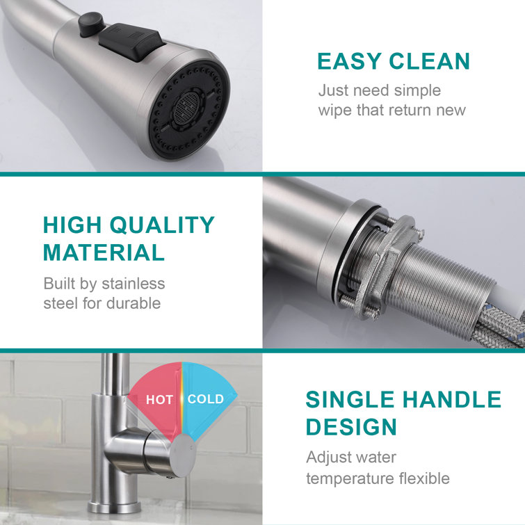 Brushed Nickel Stainless Steel Touchless Pull Down Kitchen Faucet