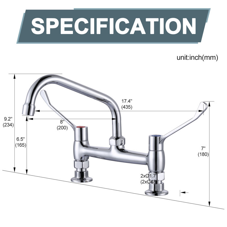 Polished Chrome Double Handle Deck Mounted Kitchen Faucet